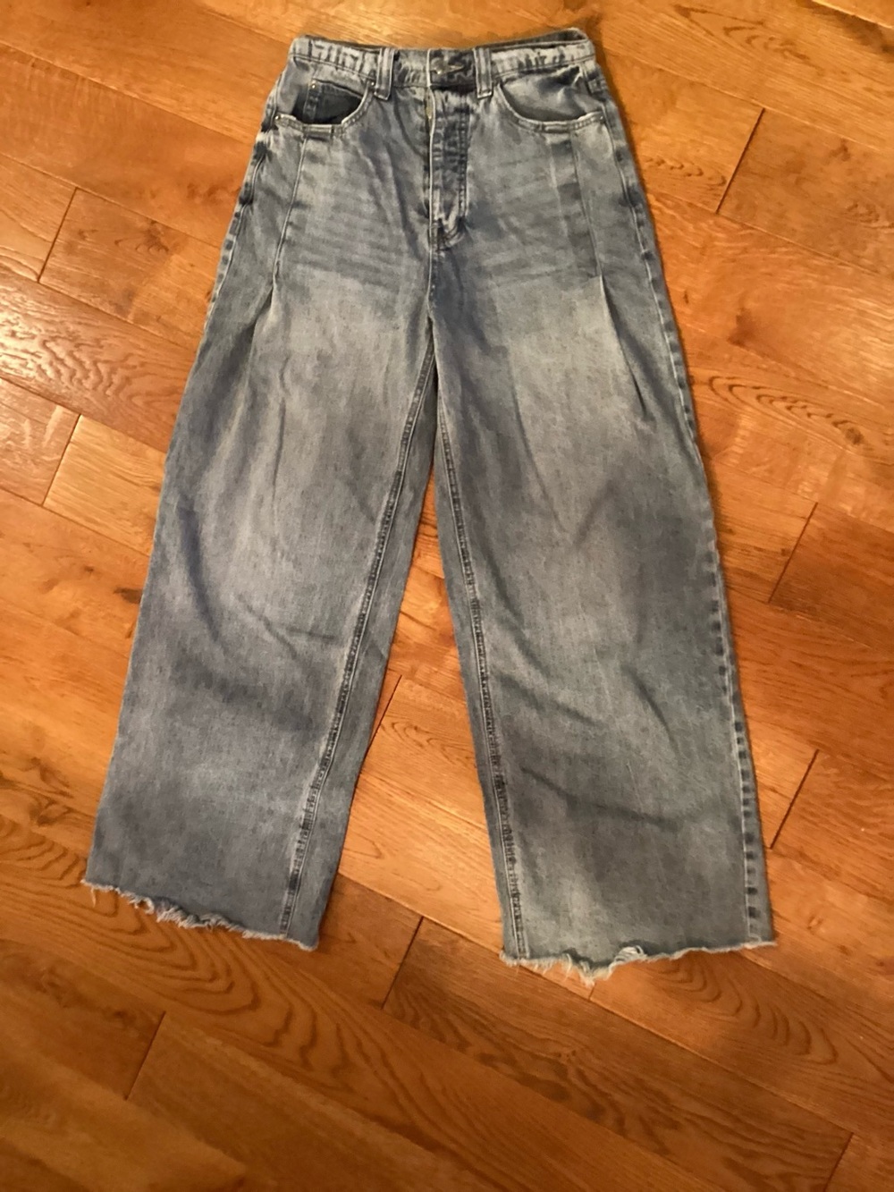 By together wide leg frayed hem jeans